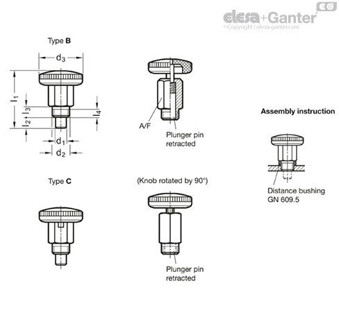 GN 822.1-NI Mini indexing plungers Mini indexing plungers